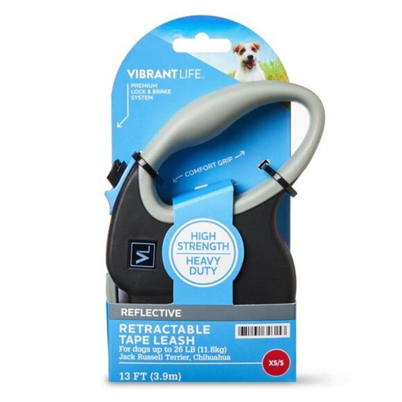 13' Heavy Duty Nylon Reflective Retractable Dog Leash, Black, XS/S Small Dog - Picture 4 of 5